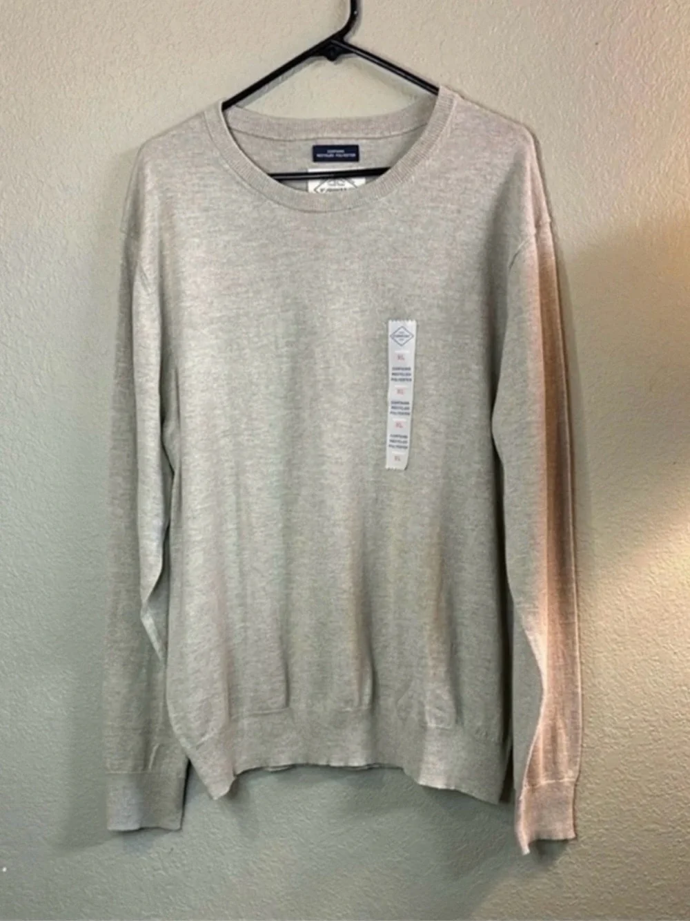New St. John's Bay Sweater Men’s Tan Crew Neck Classic Knit Super Soft Size XL